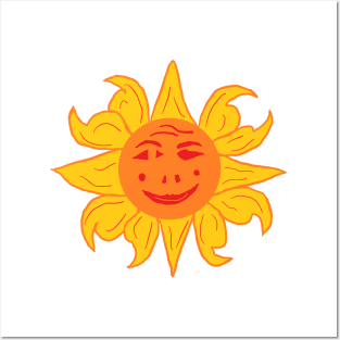 Smiling Spanish Sun, A cute, pretty, beautiful sun design. Posters and Art